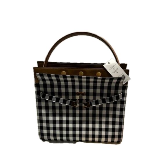 NWT Tory Burch Lee Radziwill Large Gingham Satchel Bag MSRP$1098 - Picture 4 of 9